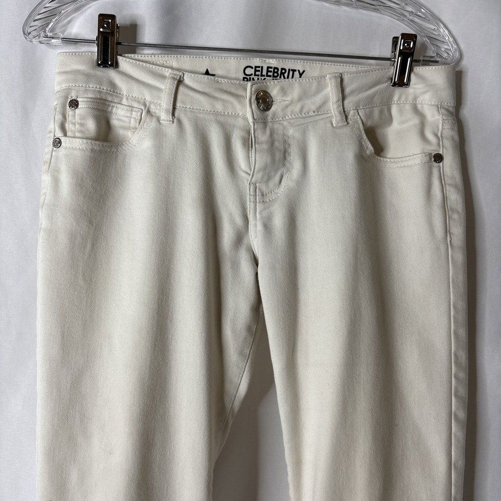 Celebrity Pink Women's Juniors Size 5 Off White Denim Skinny Jeans Low Rise - Picture 2 of 6